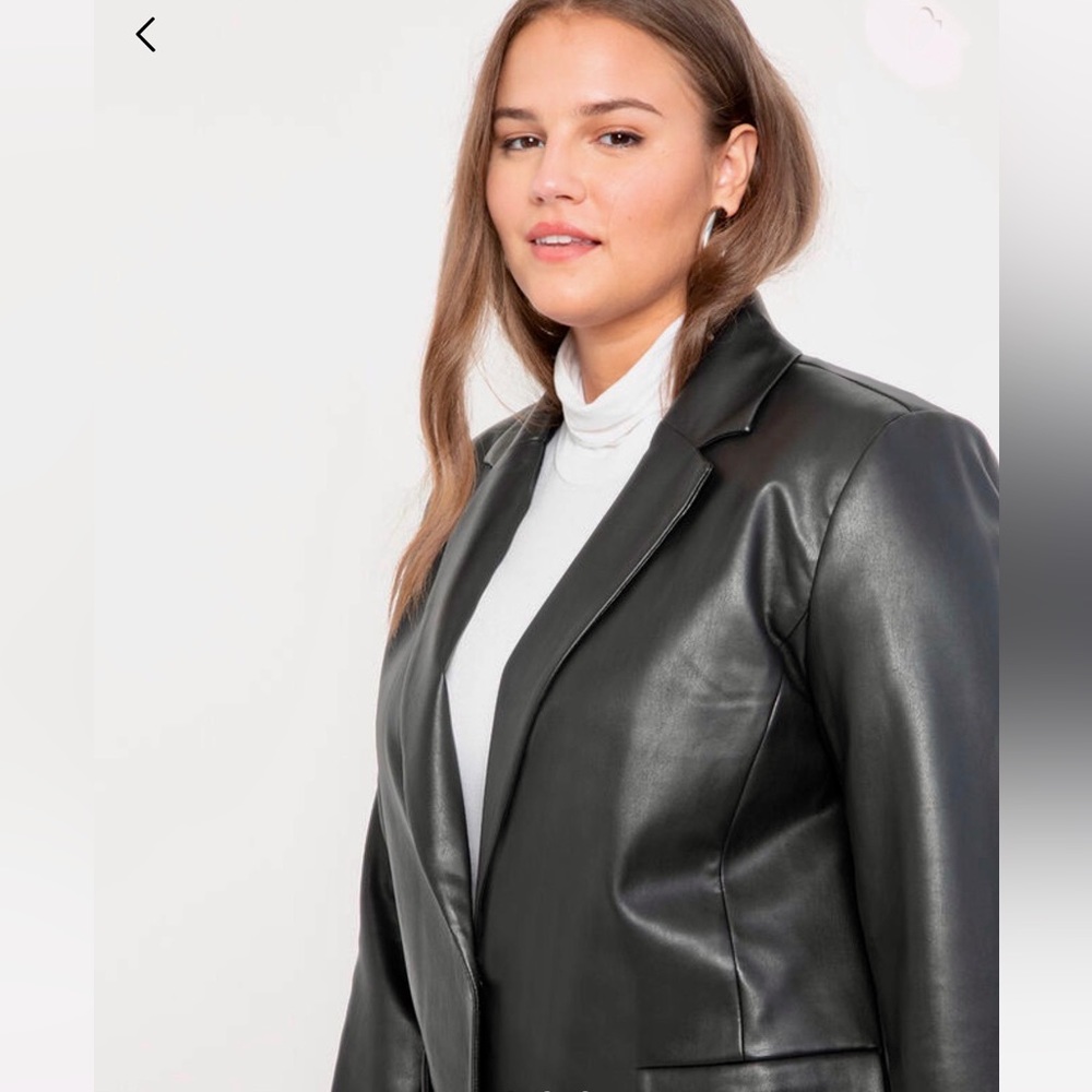 Eloquii Size 14 Faux Black Leather Oversized Blazer